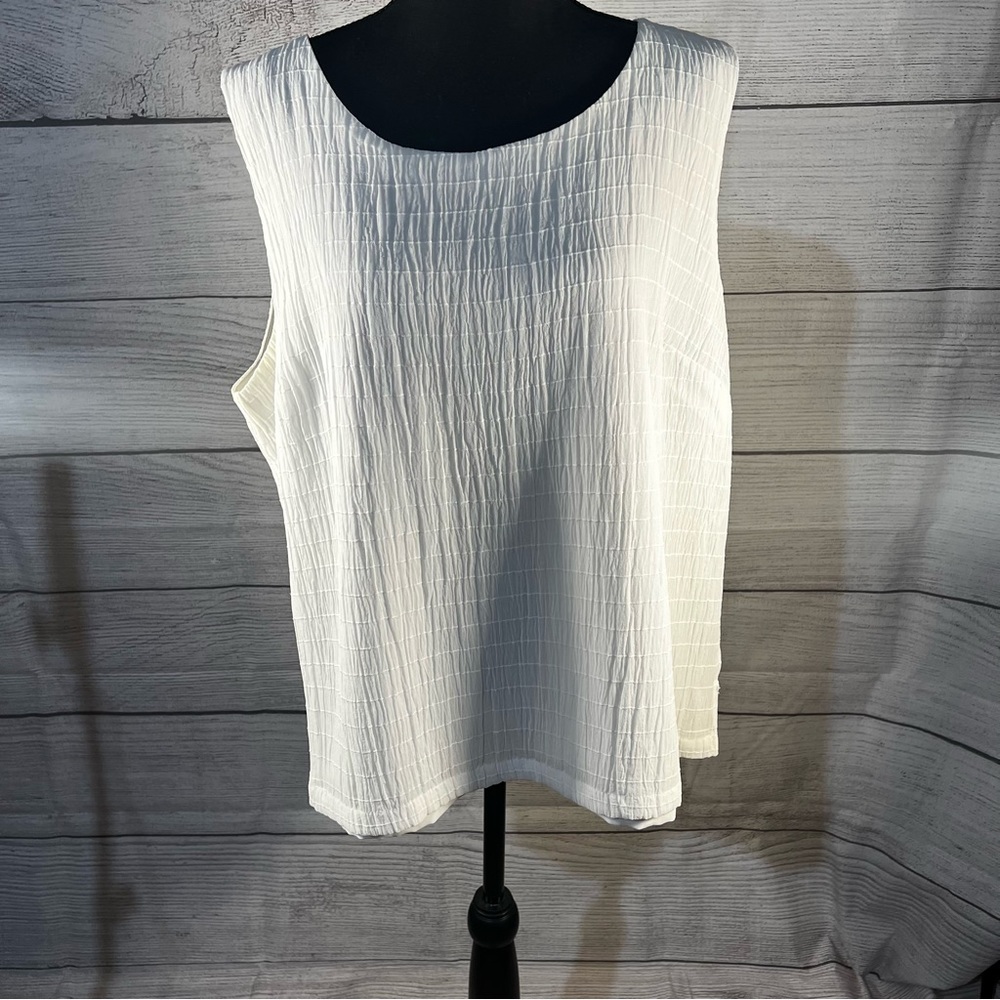 Draper and Damon’s Vintage White Textured Sleeveless Blouse